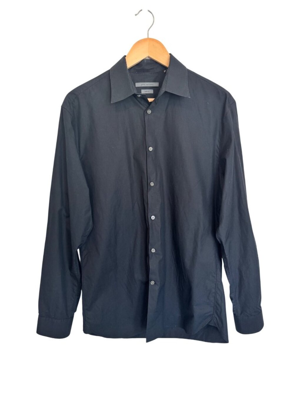John Varvatos Black Slim Fit Long Sleeve Button-Up Shirt Mens Neck 15 1/2 34/35
